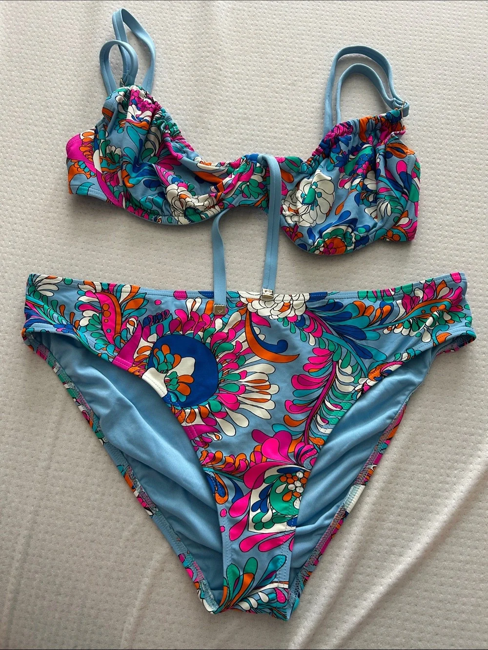 kate spade Blue Floral Print Bikini set XL